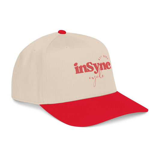 inSync Cycle Baseball Cap — Vintage Red Script Hat