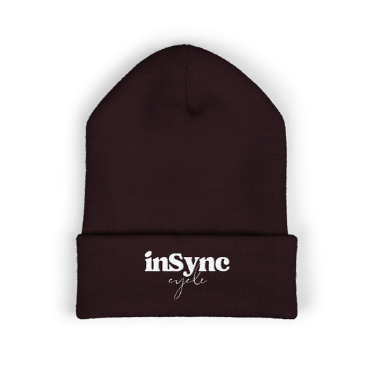 Classic Cuffed Beanie — Embroidered "inSync" Logo Winter Knit Hat
