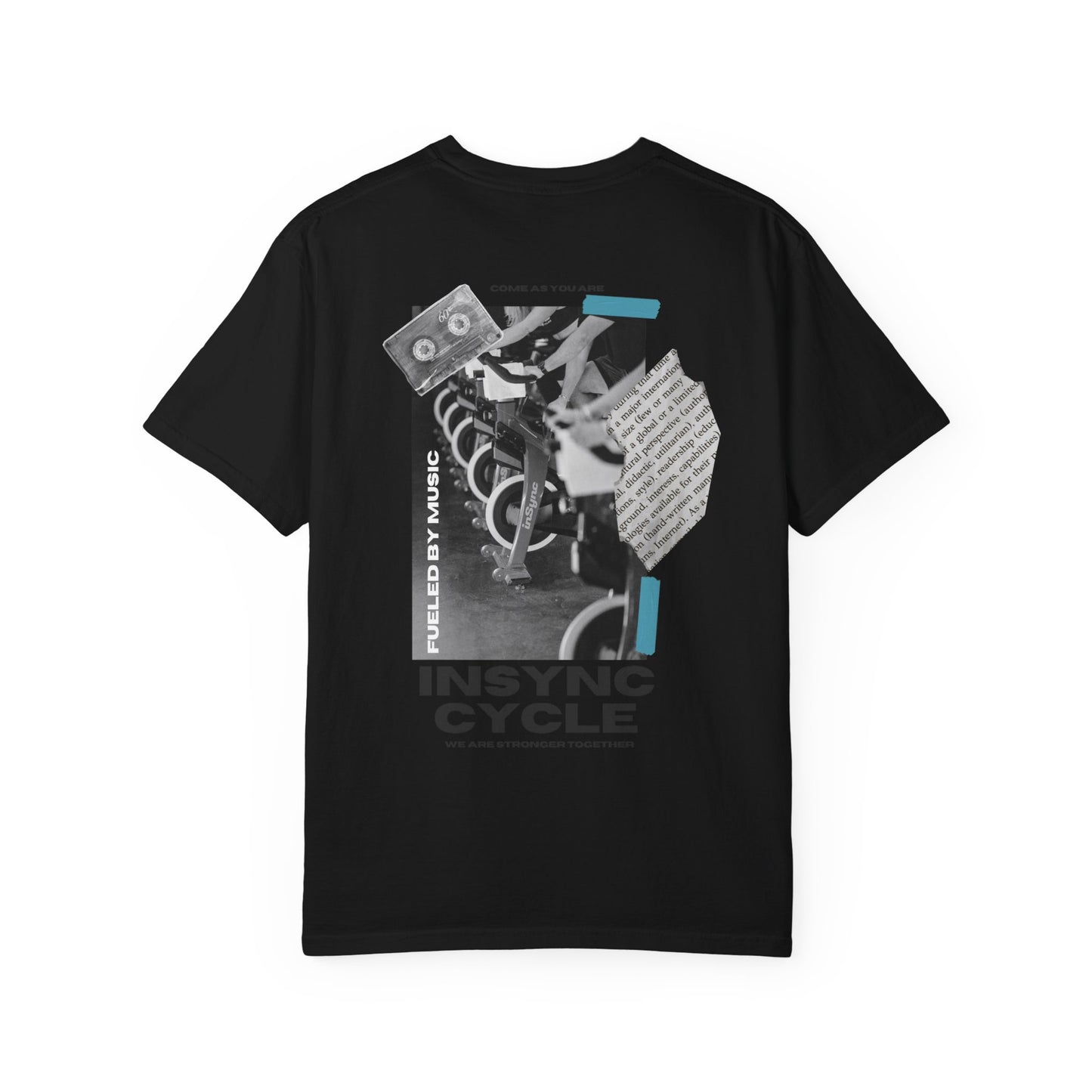 Cycle Collage Graphic Tee — 'inSync Cycle' Retro Cassette Back-Print T-Shirt